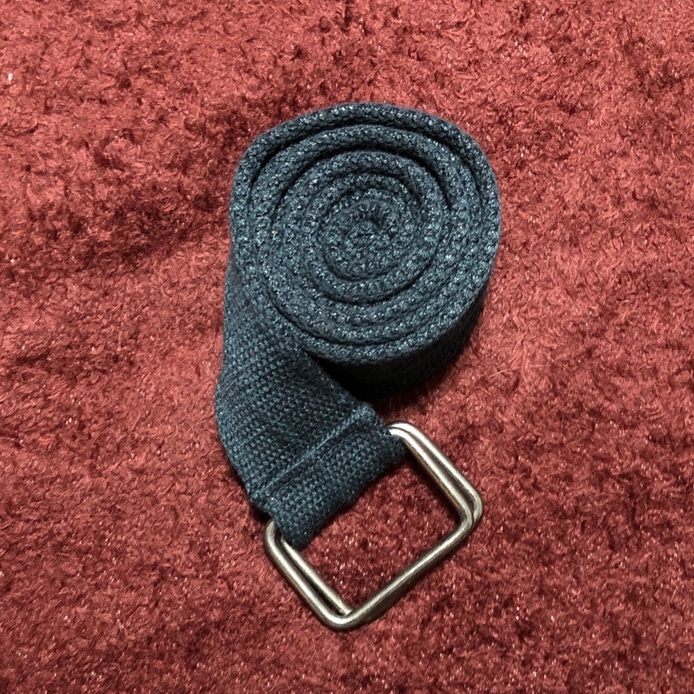 Men's Dark Navy Canvas Double Square Ring Belt